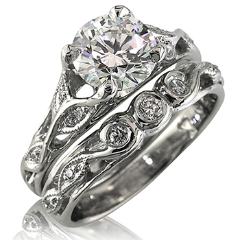 Wedding Band Set with ER403D paired with WRC233