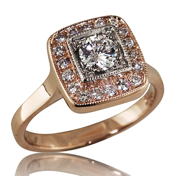 Style:LRM782.R576 ~ Bring back the past with this classic ring set in rose gold with diamonds.