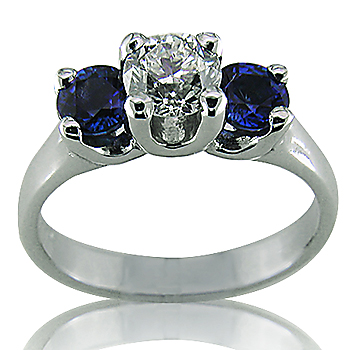 Style:LRT819BS ~ Classic Three Stone with diamond and sapphires